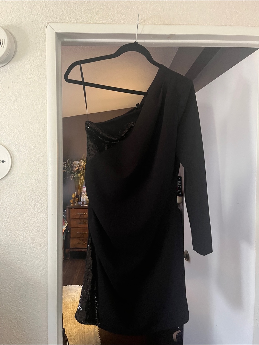 Express Black One-Shoulder Sequin Accent Dress nwt